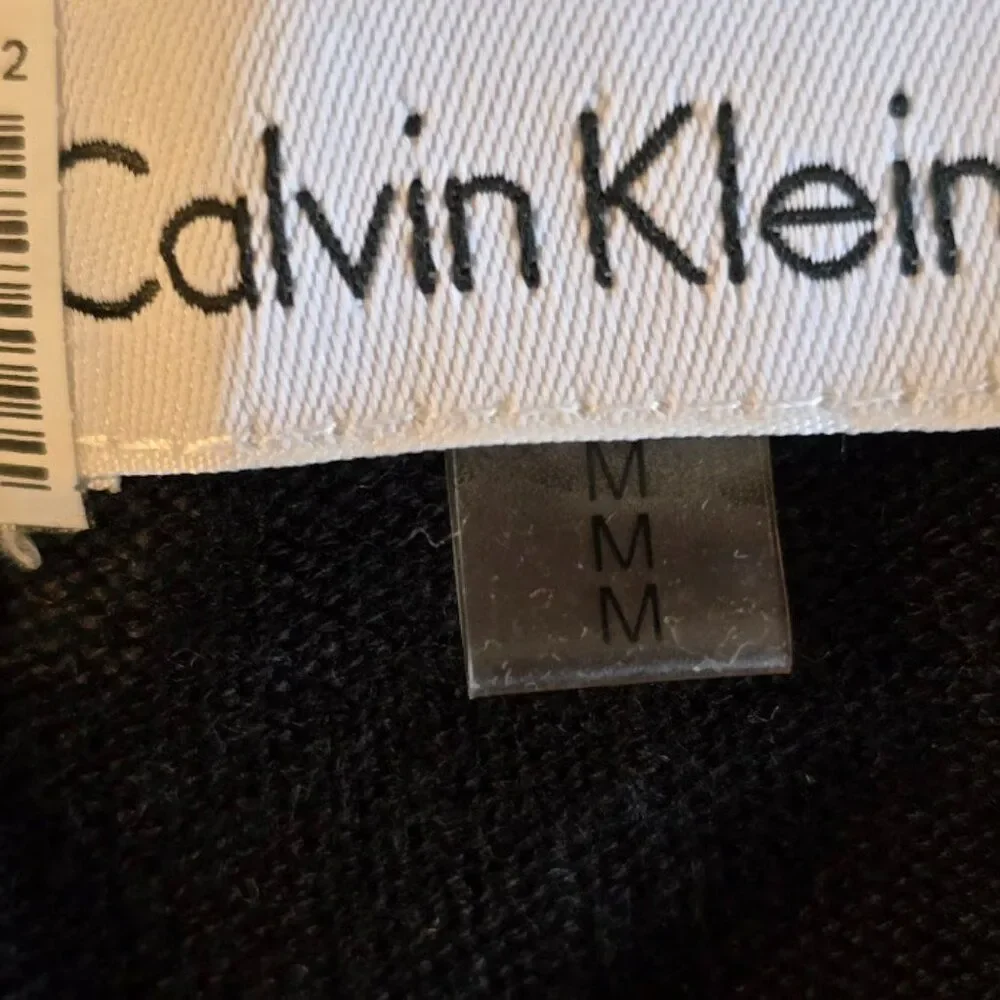 CALVIN KLEIN COLOR BLOCK SWEATER SIZE MEDIUM SWEATER LONG SLEEVE BLACK TAN IVORY - Picture 2 of 7